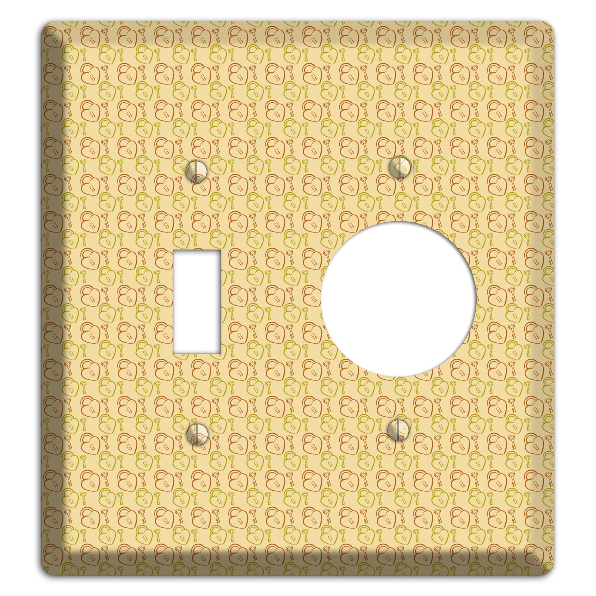 Heart Padlock with Key Toggle / Receptacle Wallplate