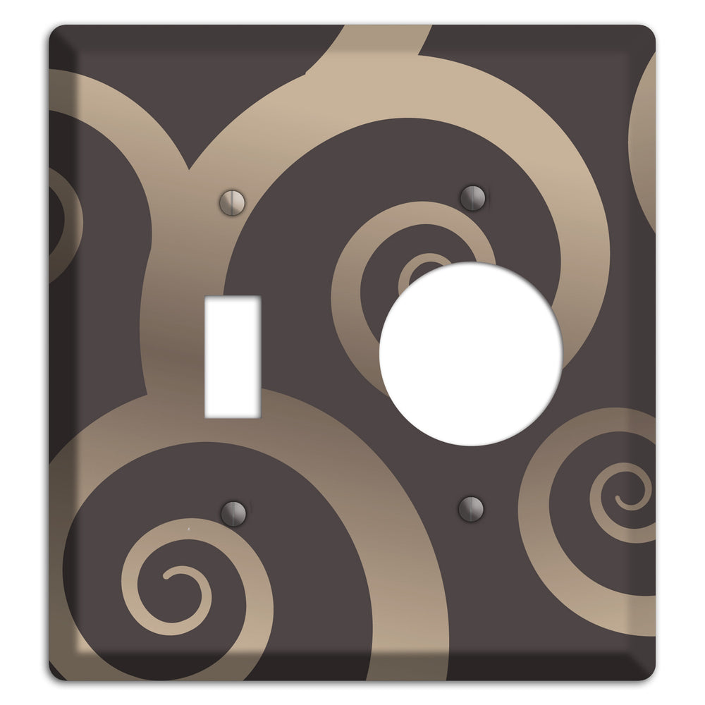Brown with Beige Large Swirl Toggle / Receptacle Wallplate