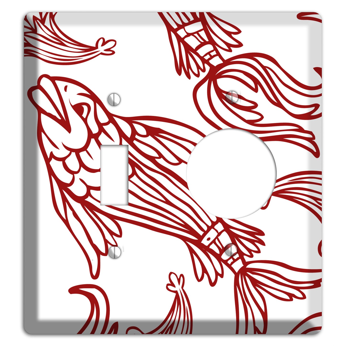 Red and White Koi Toggle / Receptacle Wallplate