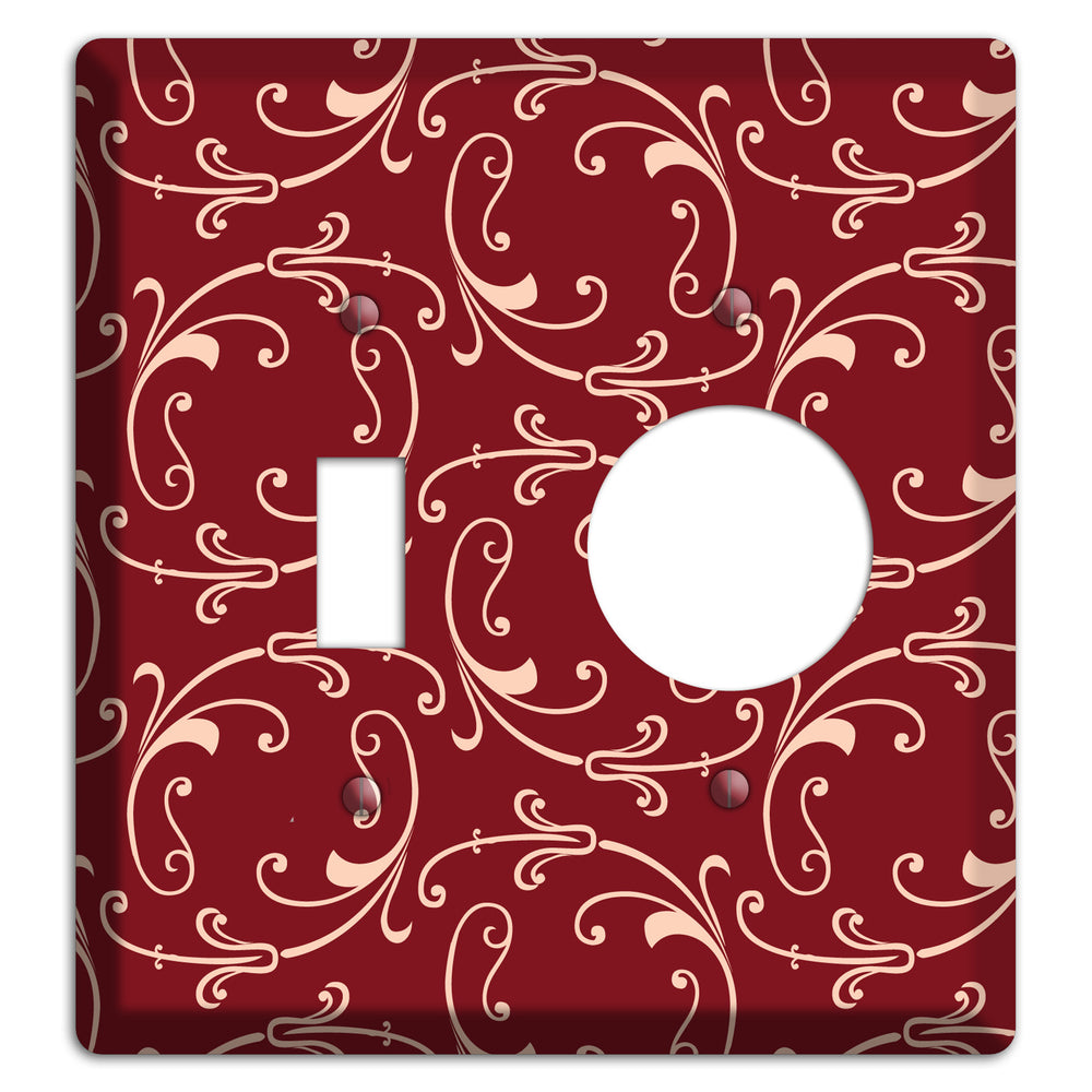 Burgundy Victorian Sprig Toggle / Receptacle Wallplate