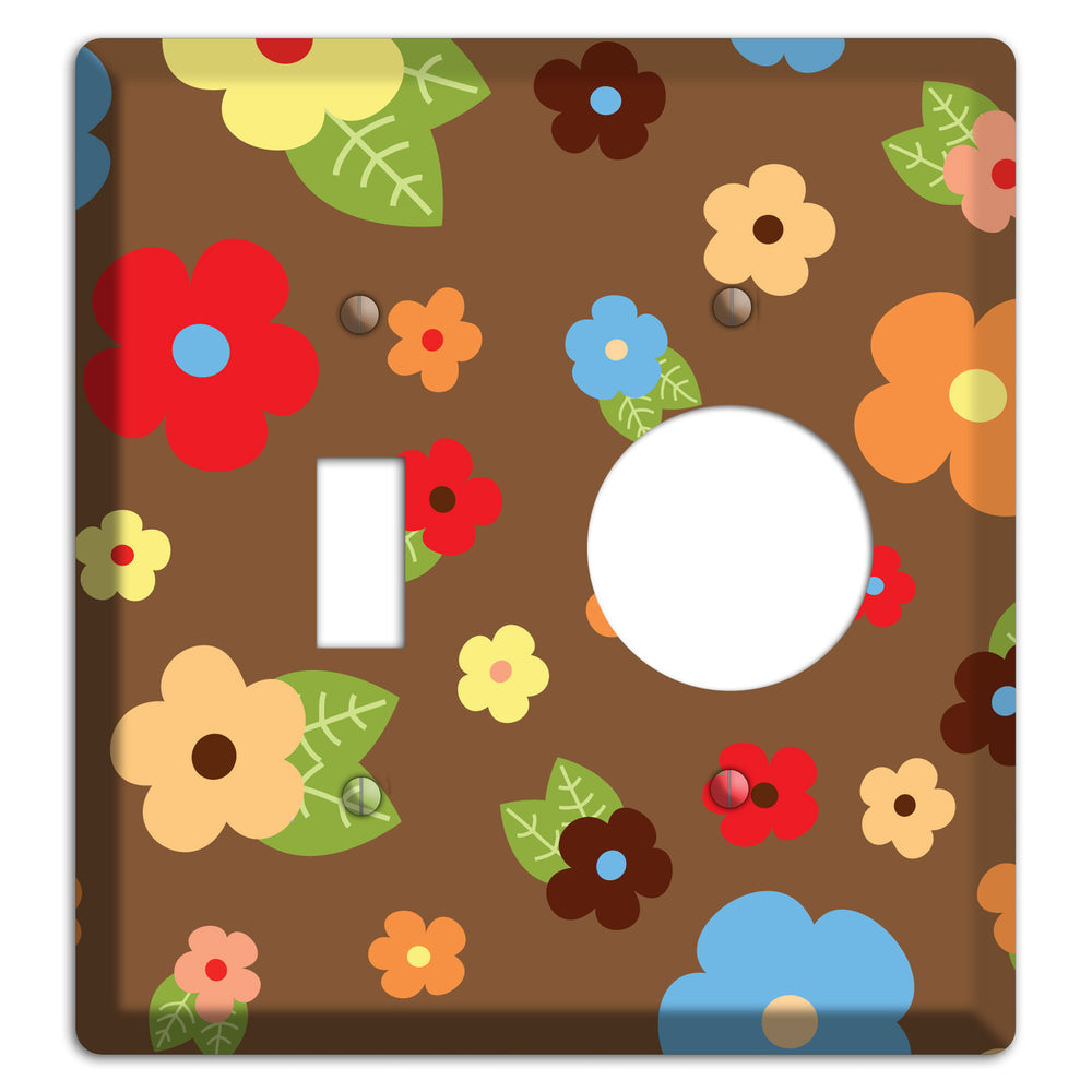 Brown Delicate Flowers Toggle / Receptacle Wallplate