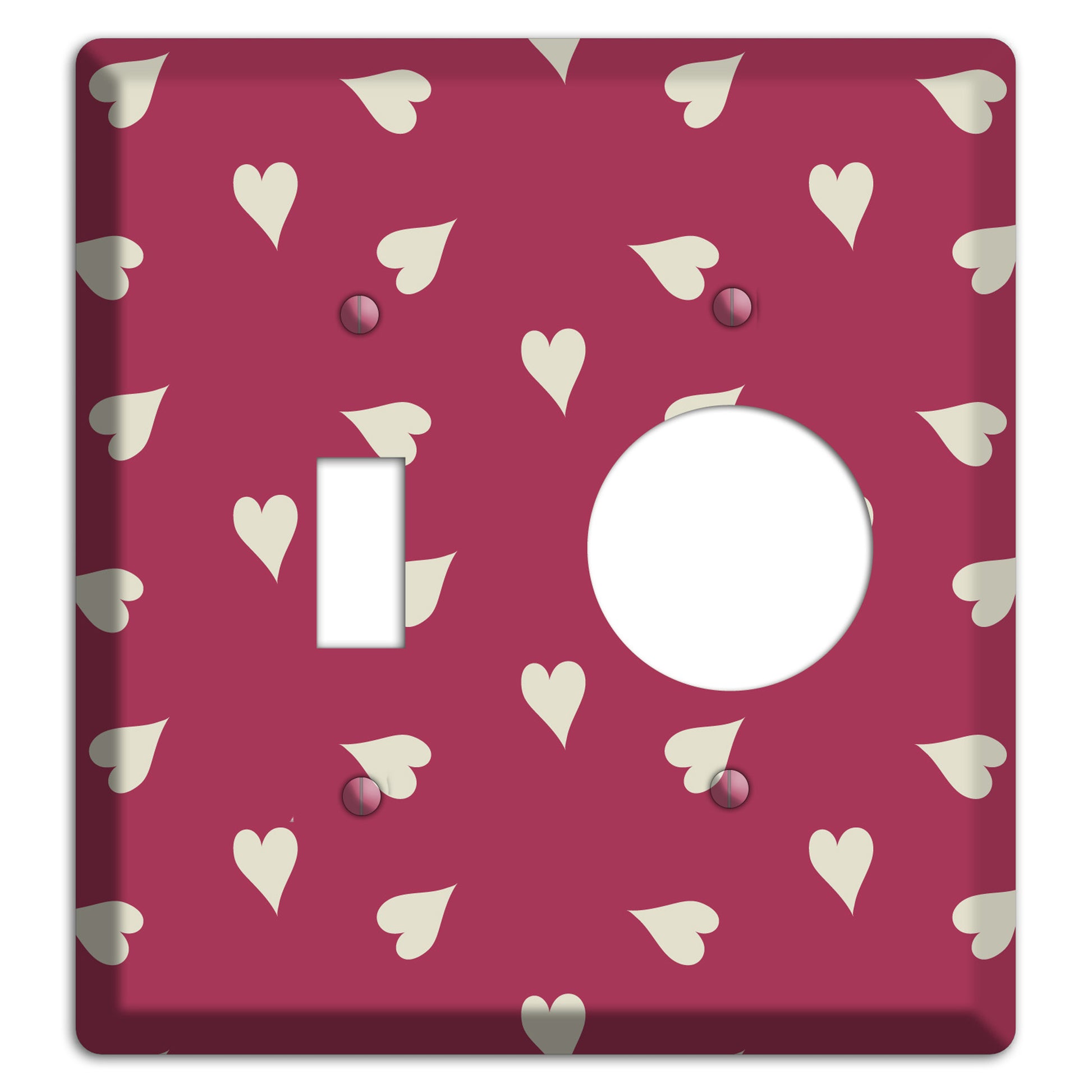 Fuschia with White Hearts Toggle / Receptacle Wallplate