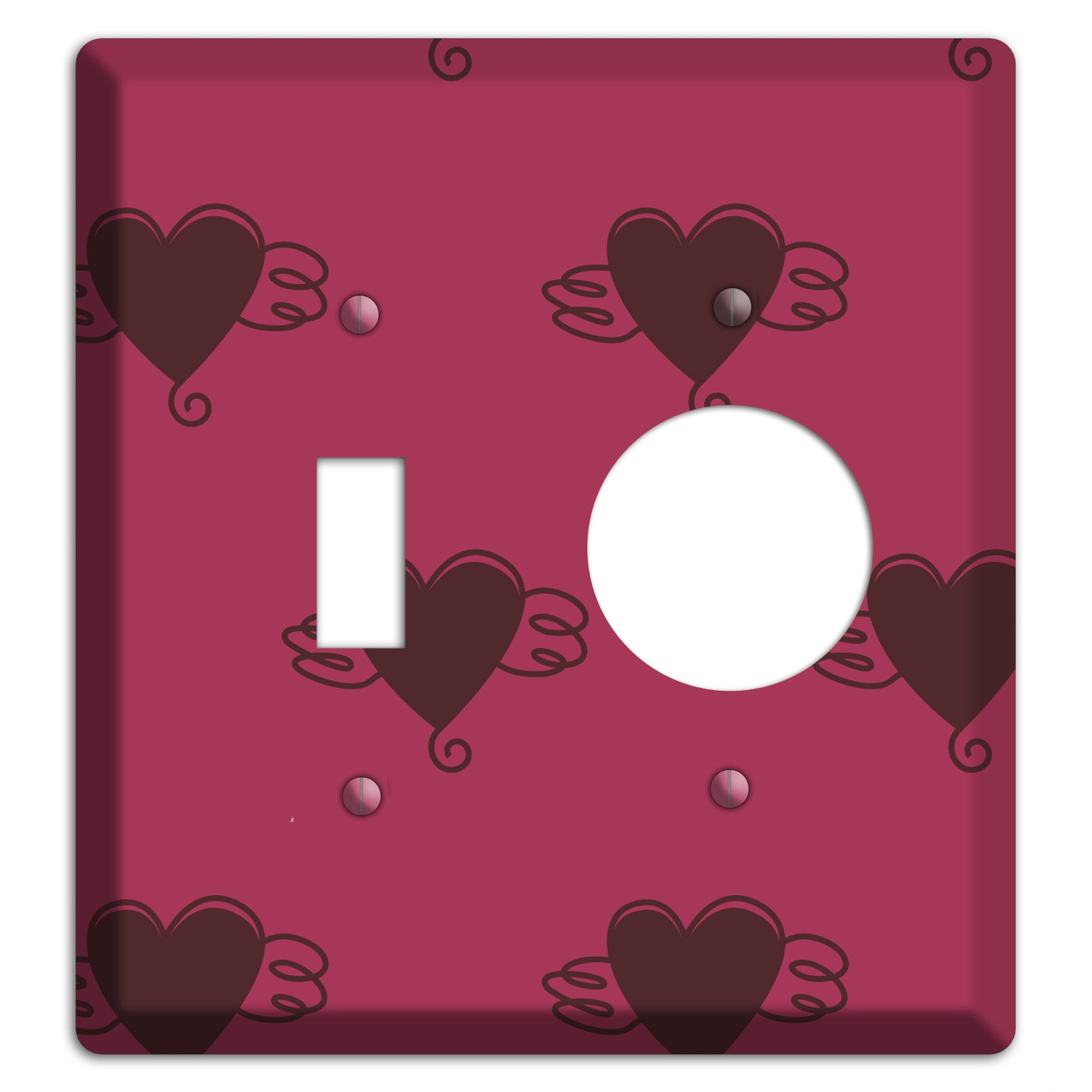 Fuschia Winged Hearts 2 Toggle / Receptacle Wallplate