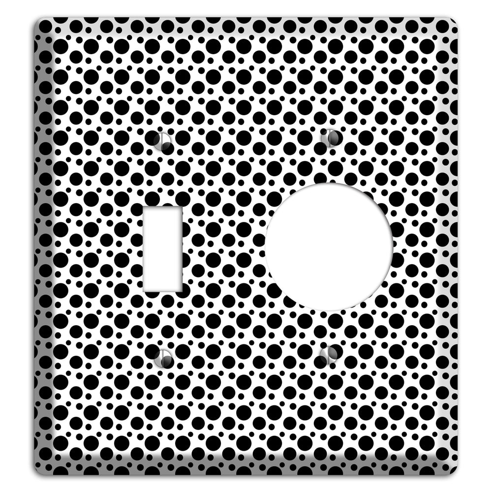 White with Black Small and Tiny Polka Dots Toggle / Receptacle Wallplate