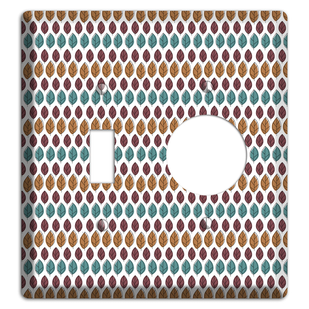 Multi Brown Dusty Blue Leaf Contour Toggle / Receptacle Wallplate