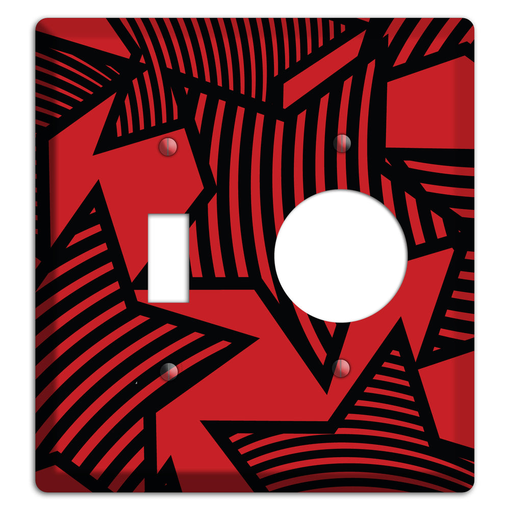 Red with Large Black Stars Toggle / Receptacle Wallplate