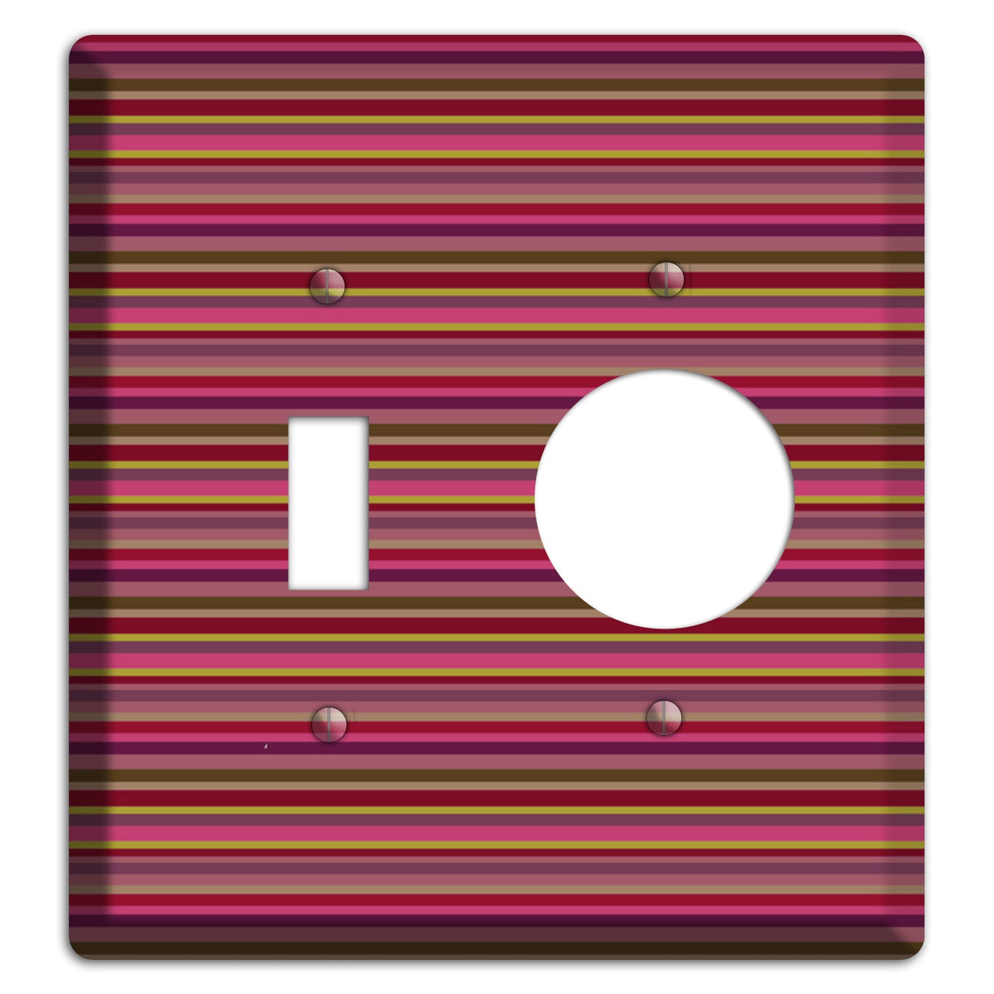 Fuschia Multi Horizontal Stripes Toggle / Receptacle Wallplate