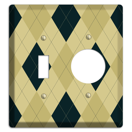 Beige and Yellow Argyle Toggle / Receptacle Wallplate