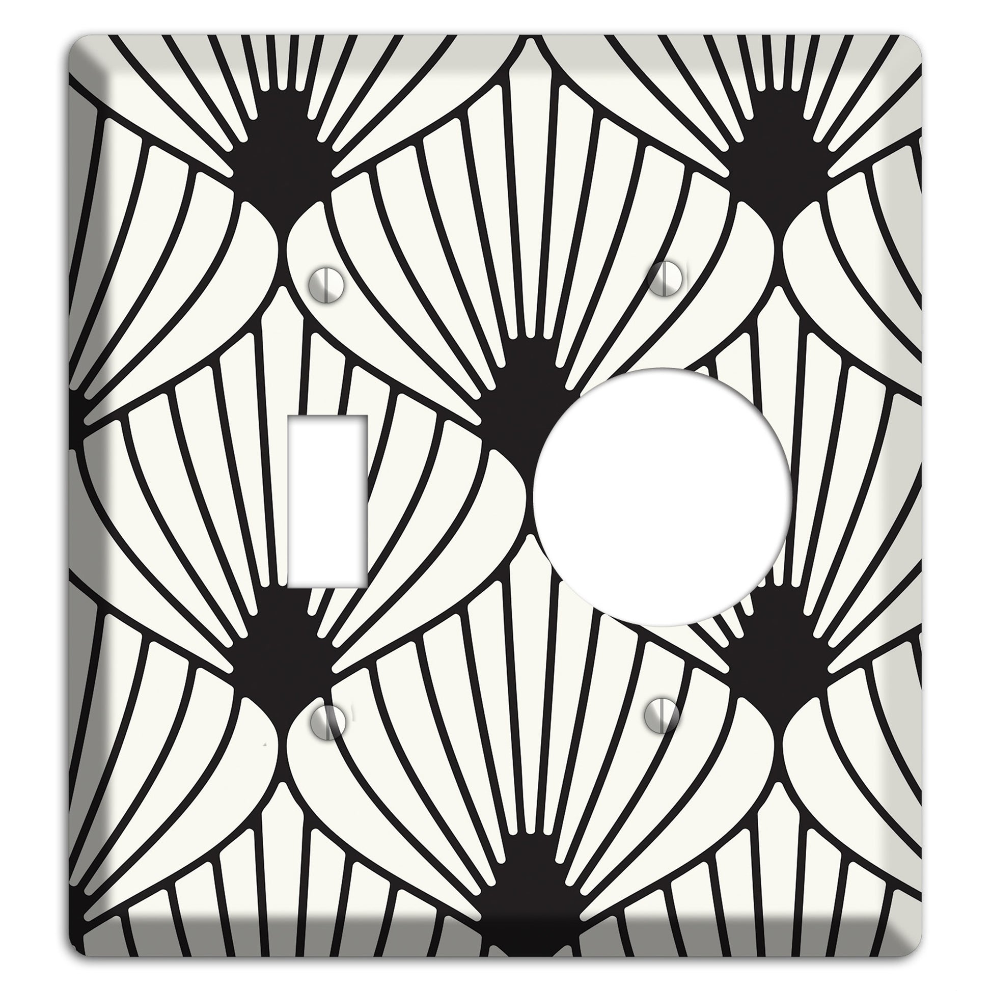 Black Deco Fans Toggle / Receptacle Wallplate