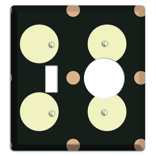 Black with Yellow and Mauve Multi Medium Polka Dots Toggle / Receptacle Wallplate