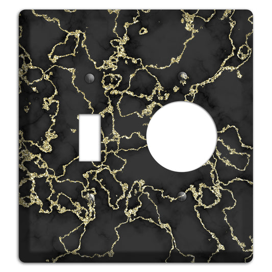 Black and Gold Marble Shatter Toggle / Receptacle Wallplate