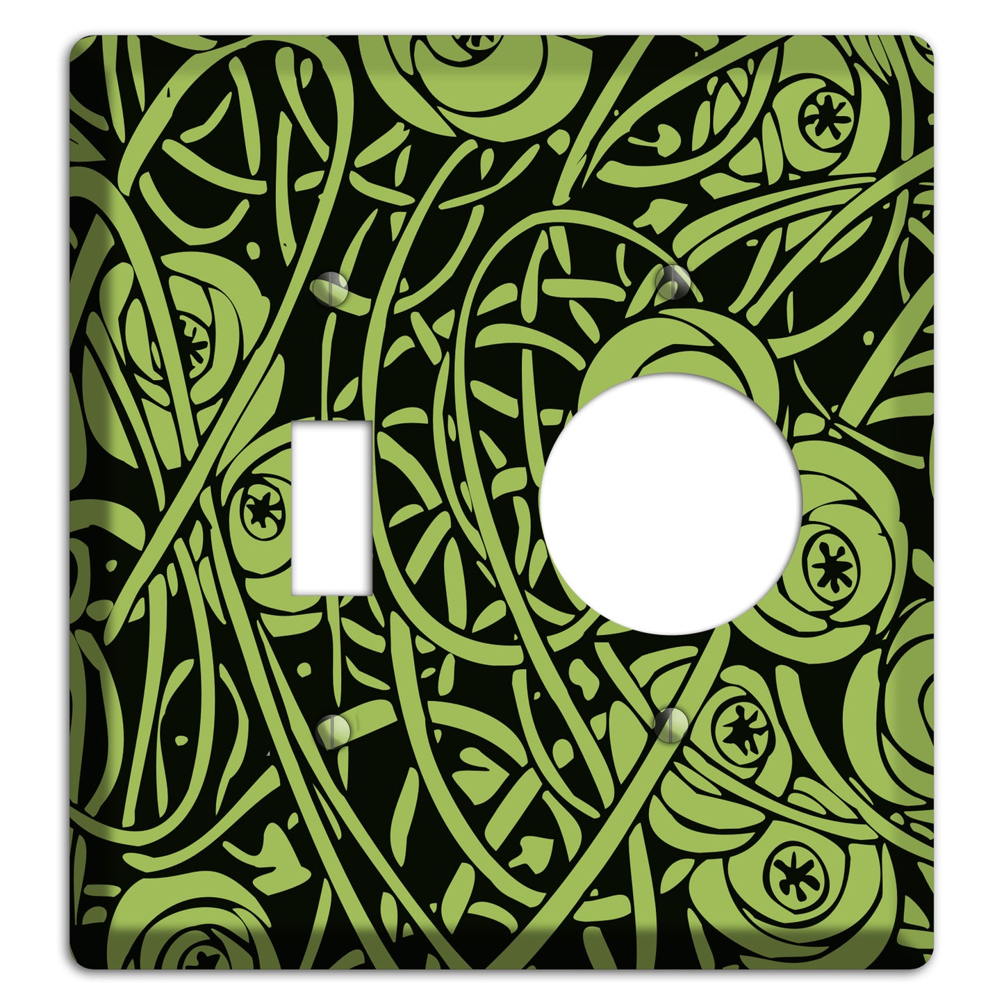Green Deco Floral Toggle / Receptacle Wallplate