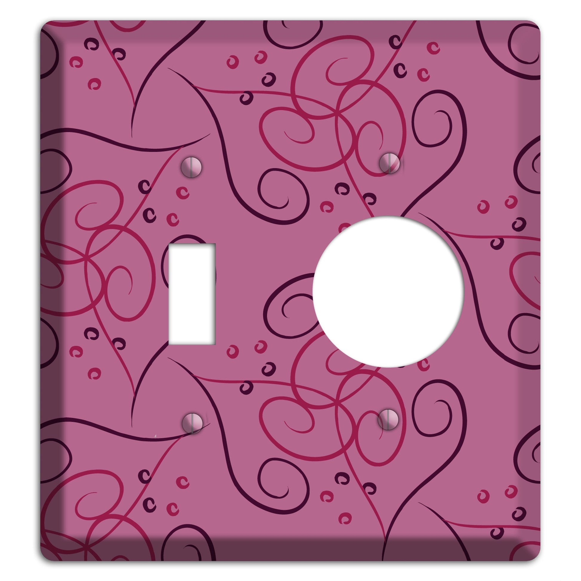 Pink Scroll Hearts Toggle / Receptacle Wallplate