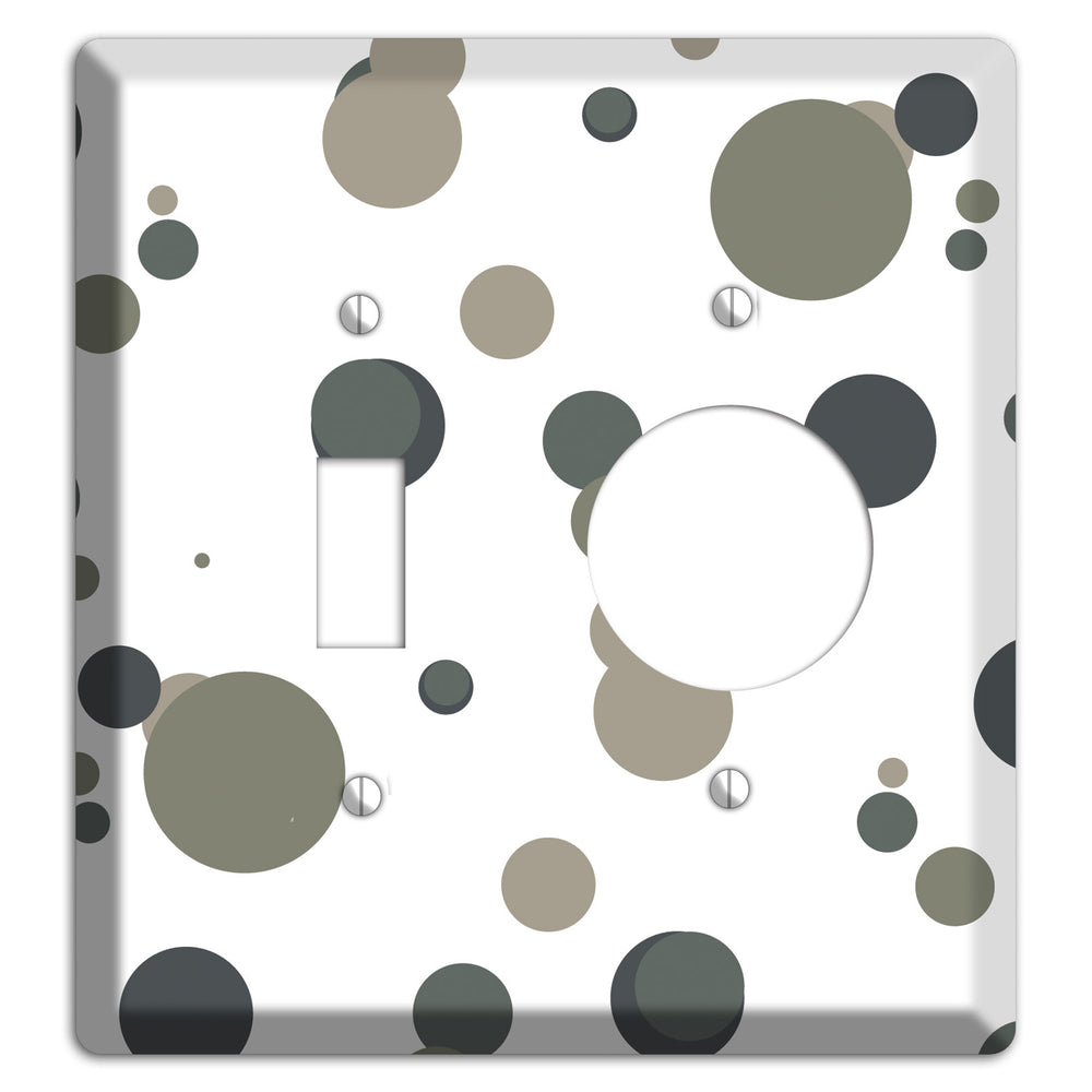 White with Multi Grey Medium Dots Toggle / Receptacle Wallplate