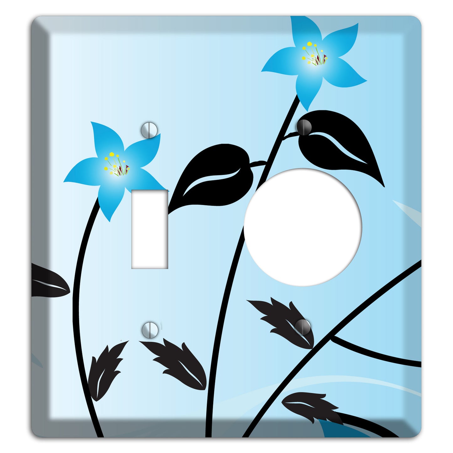 Blue Double Sprig Toggle / Receptacle Wallplate