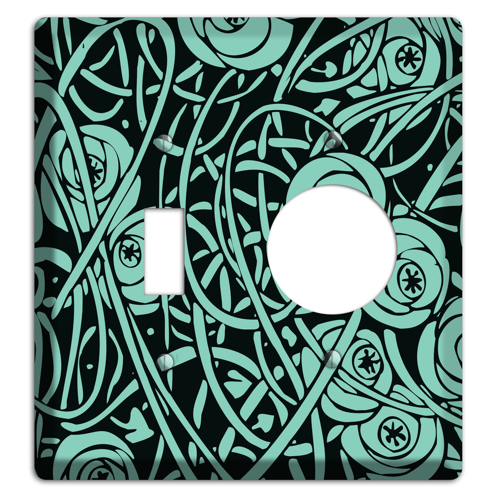 Teal Deco Floral Toggle / Receptacle Wallplate