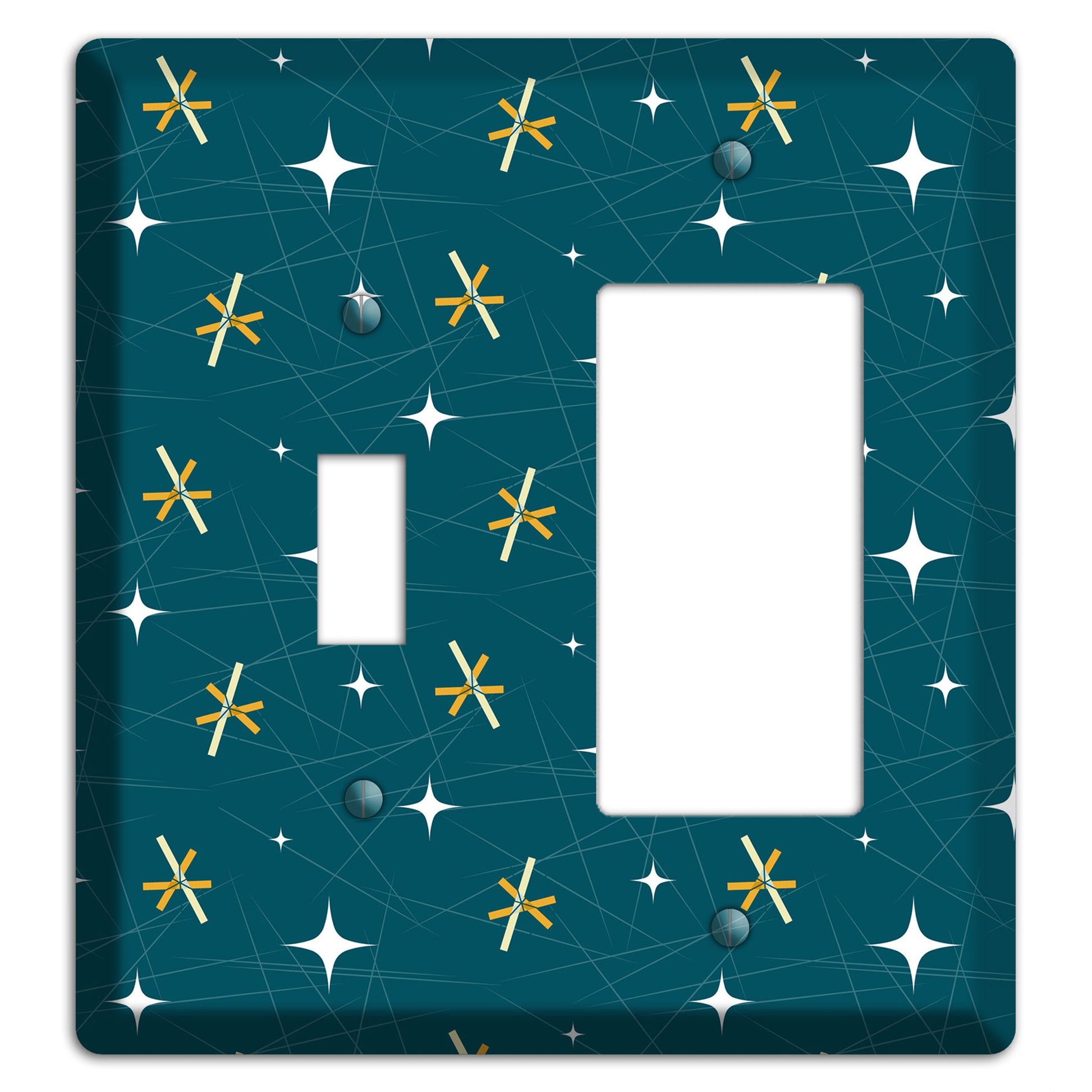 Navy Mid-Century Atomic Toggle / Rocker Wallplate