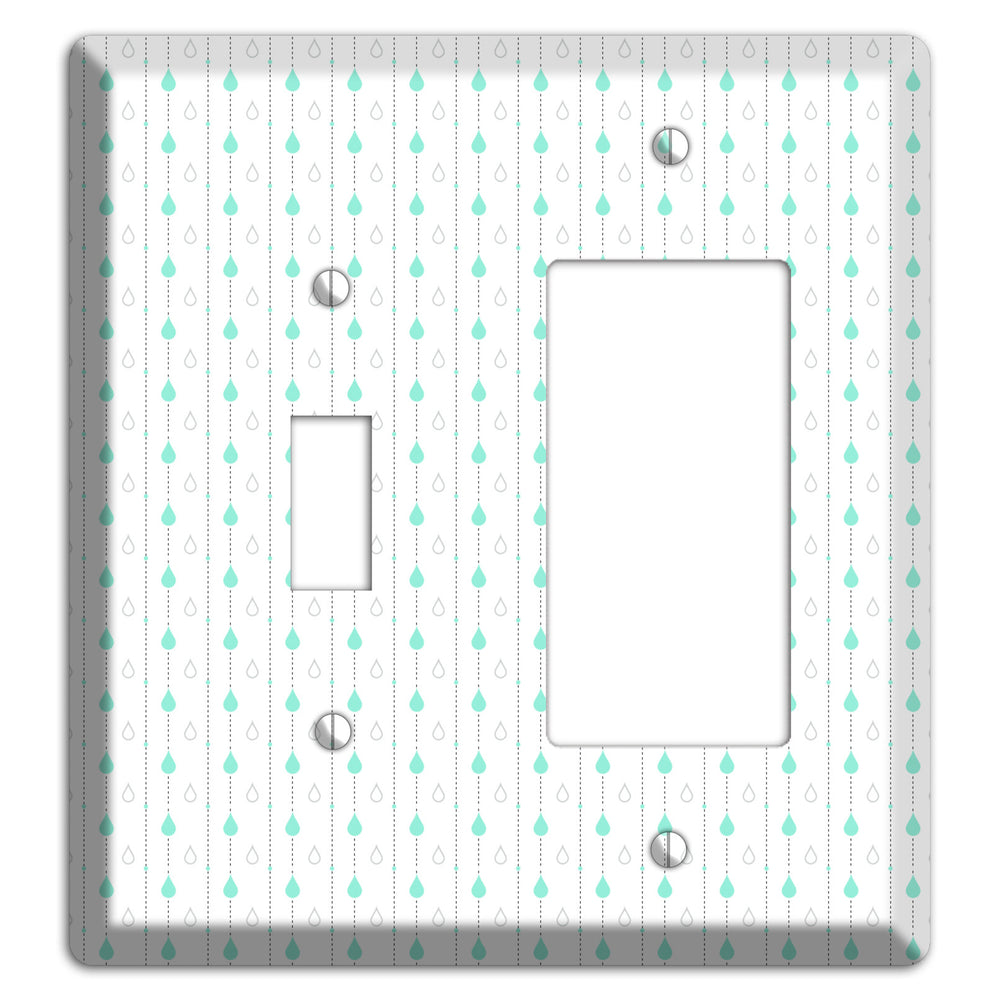 White and Blue Drops 2 Toggle / Rocker Wallplate