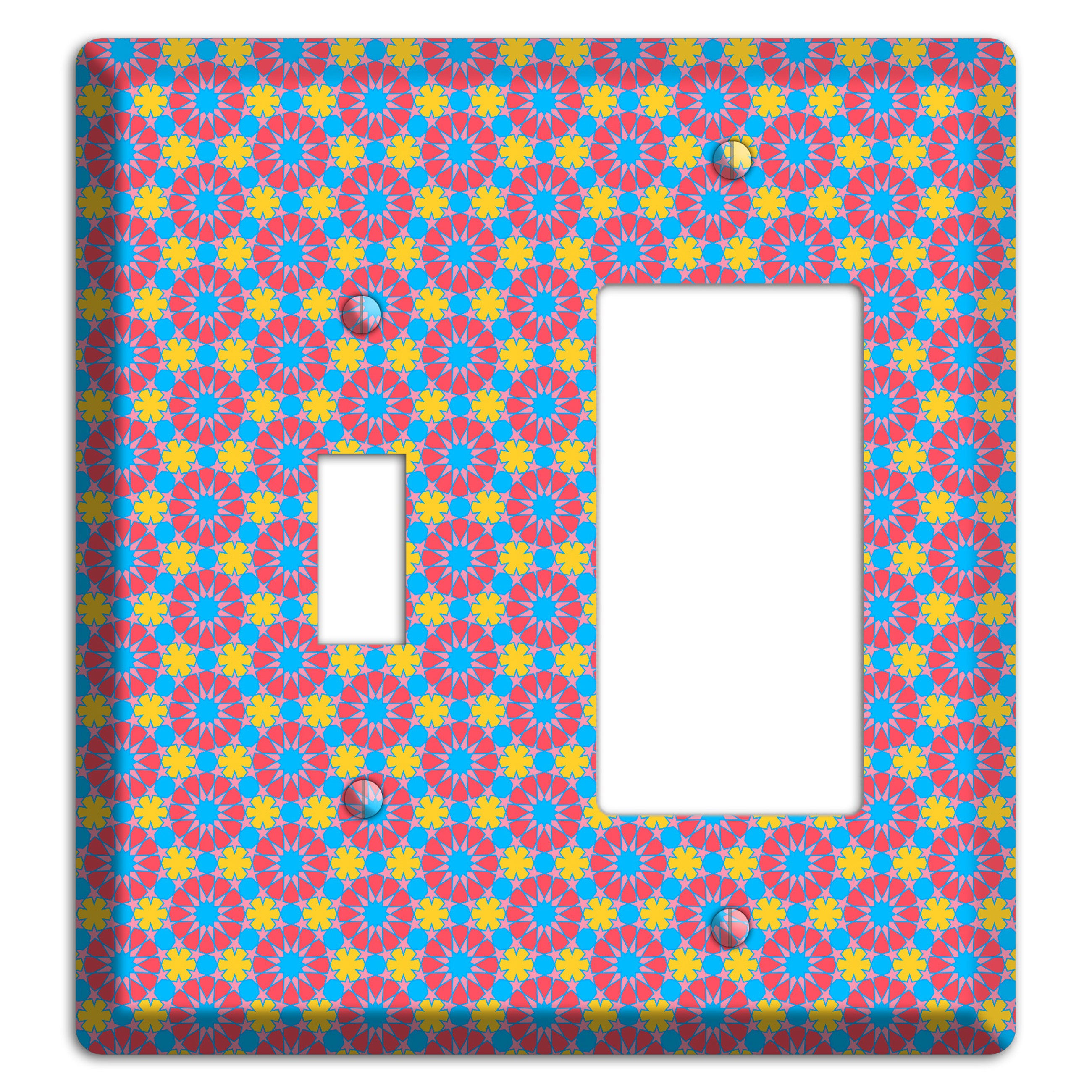 Fuschia Blue Yellow Foulard Toggle / Rocker Wallplate