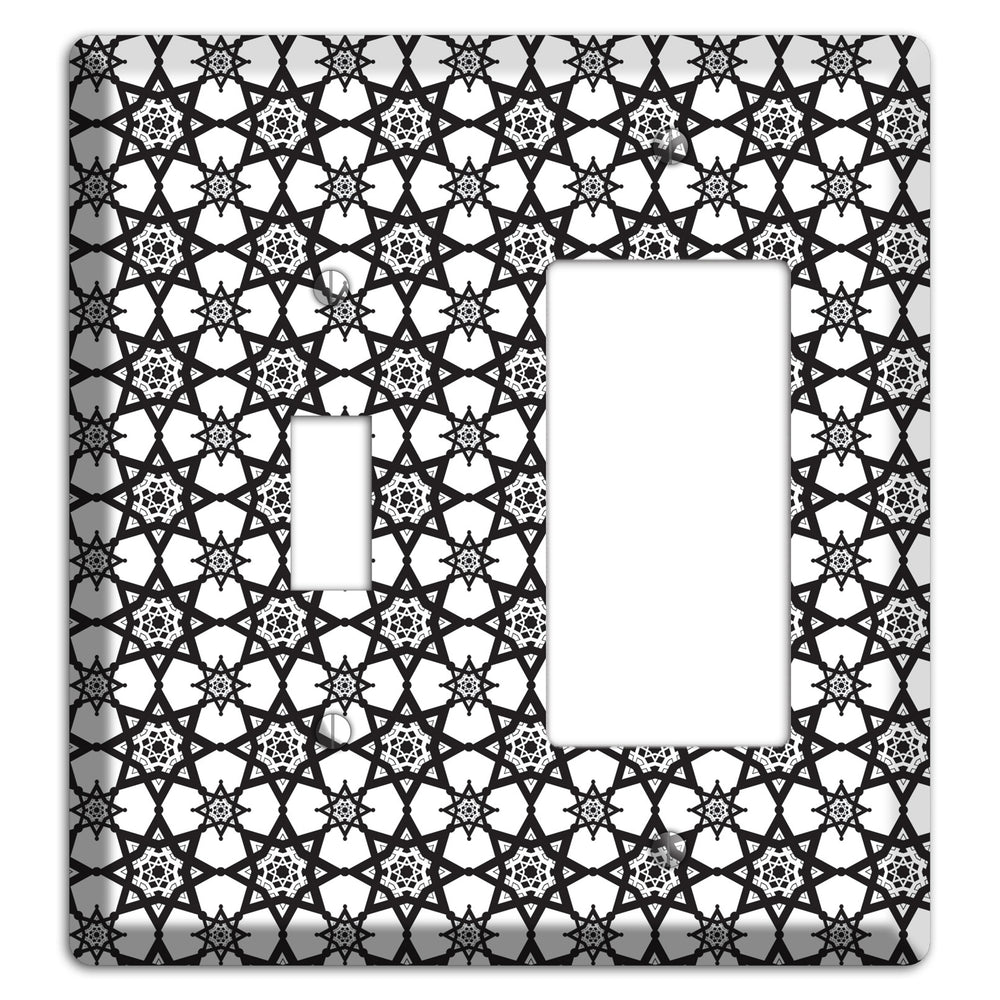White and Black Arabesque Toggle / Rocker Wallplate