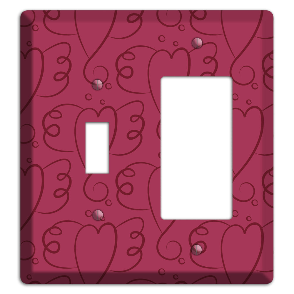 Fuschia Winged Hearts Toggle / Rocker Wallplate