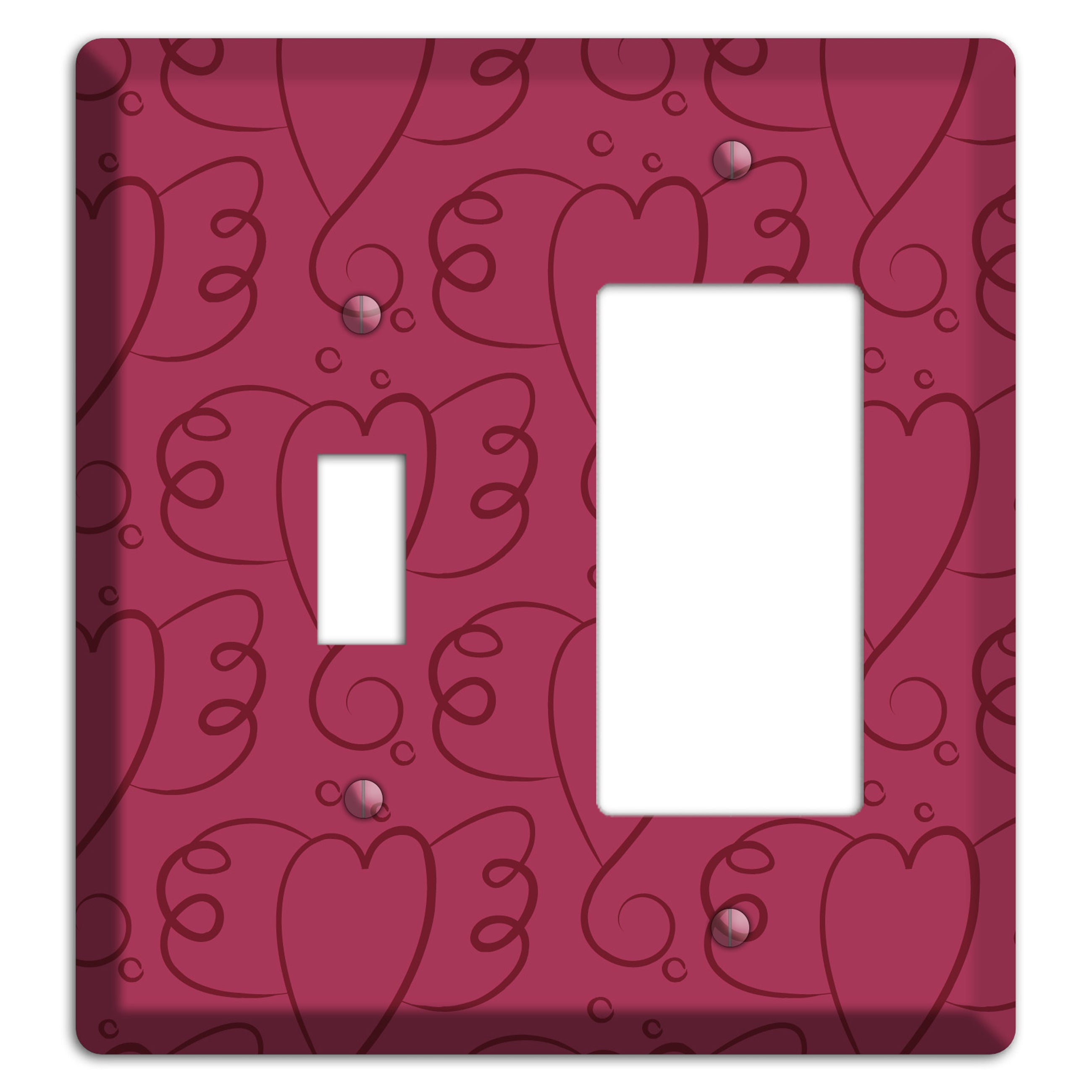 Fuschia Winged Hearts Toggle / Rocker Wallplate