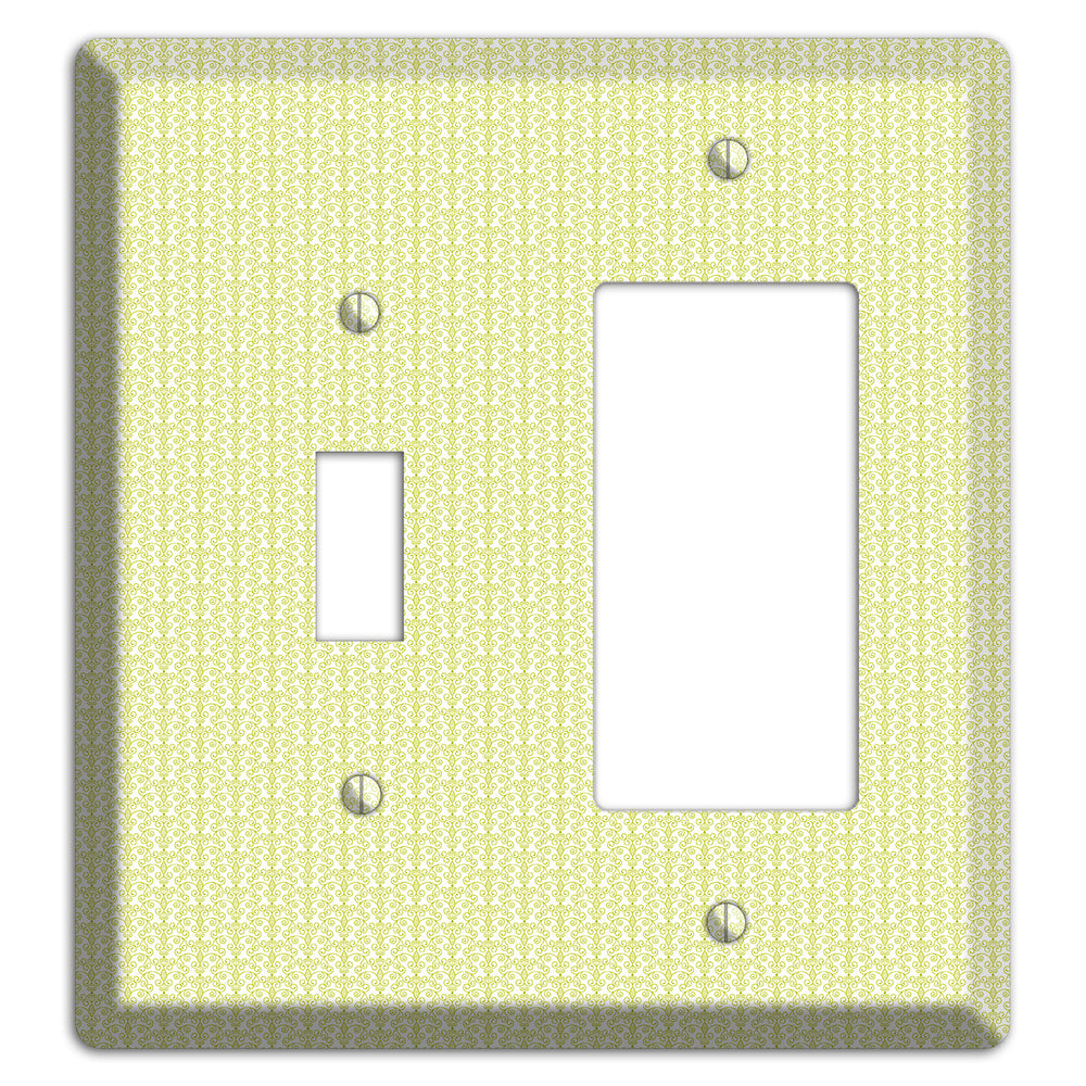 Olive Tiny Toile Half Drop Toggle / Rocker Wallplate