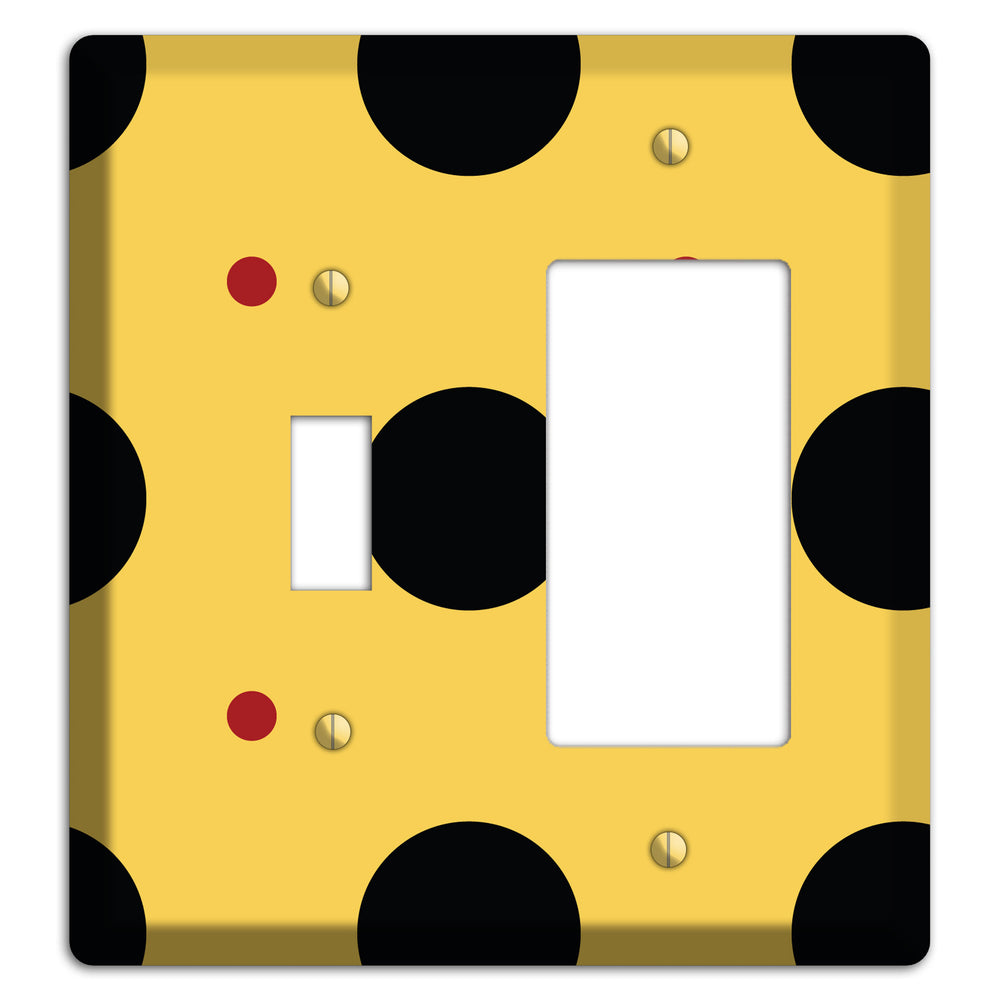 Yellow with Black and Red Multi Tiled Medium Dots Toggle / Rocker Wallplate
