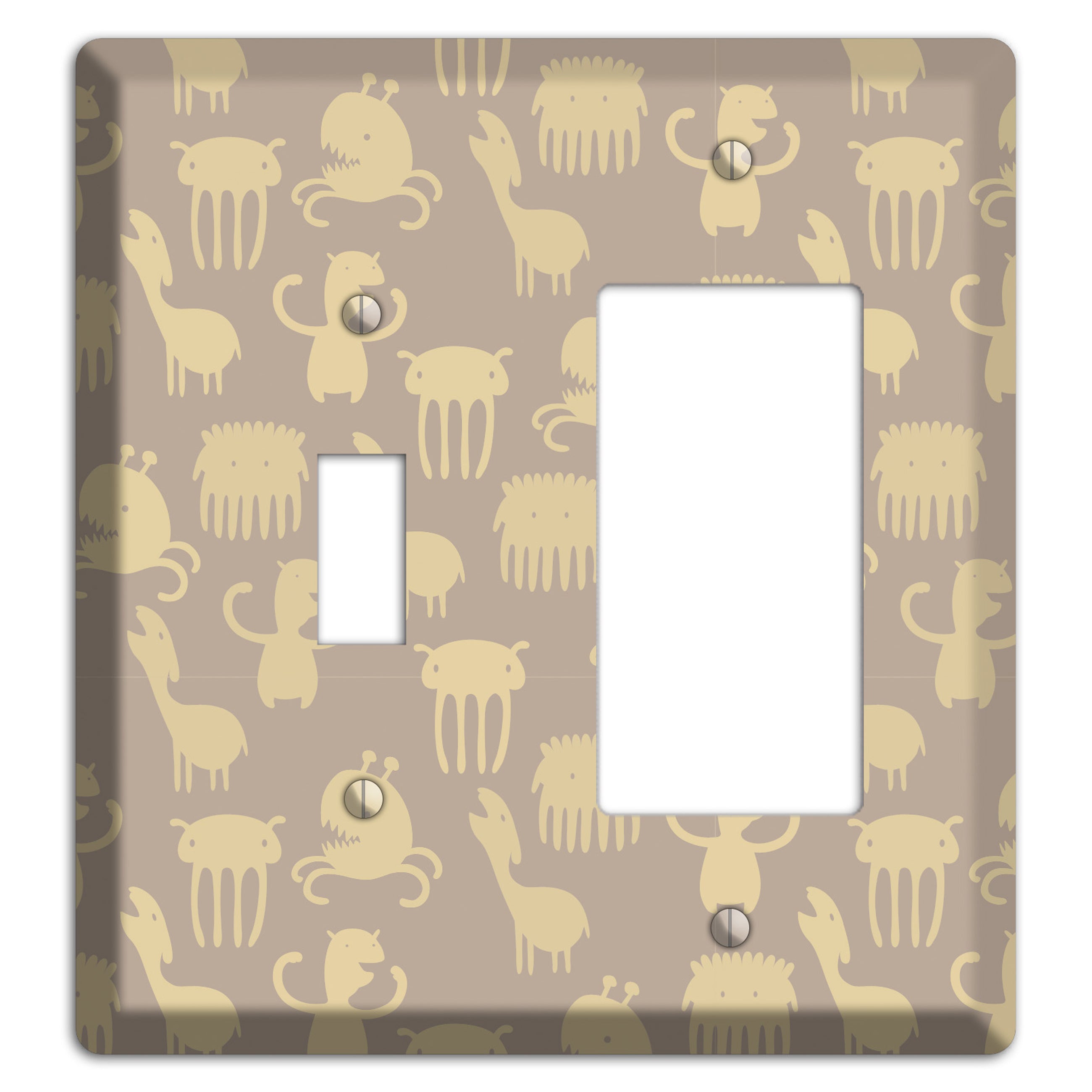 Silly Monsters Brown Toggle / Rocker Wallplate