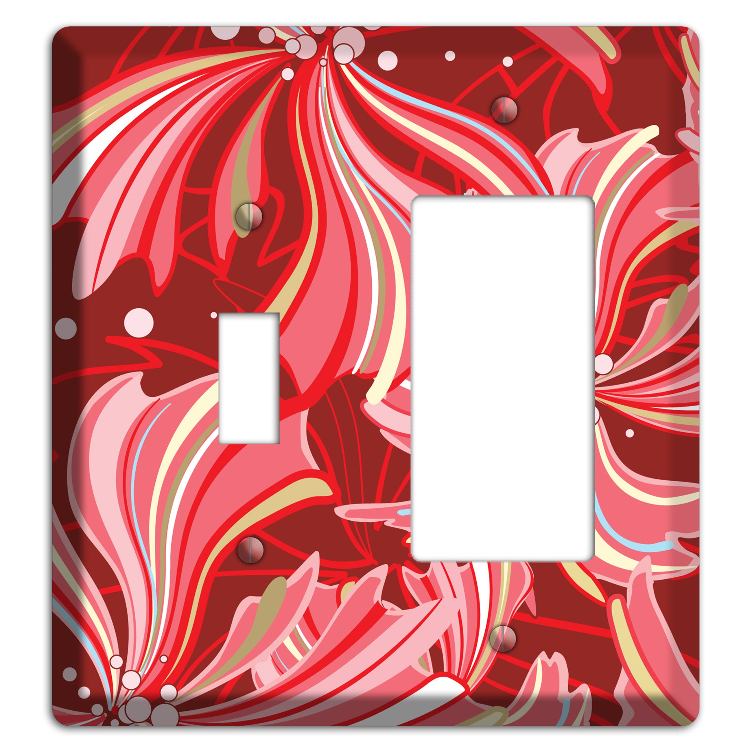 Red Deco Blossoms Toggle / Rocker Wallplate