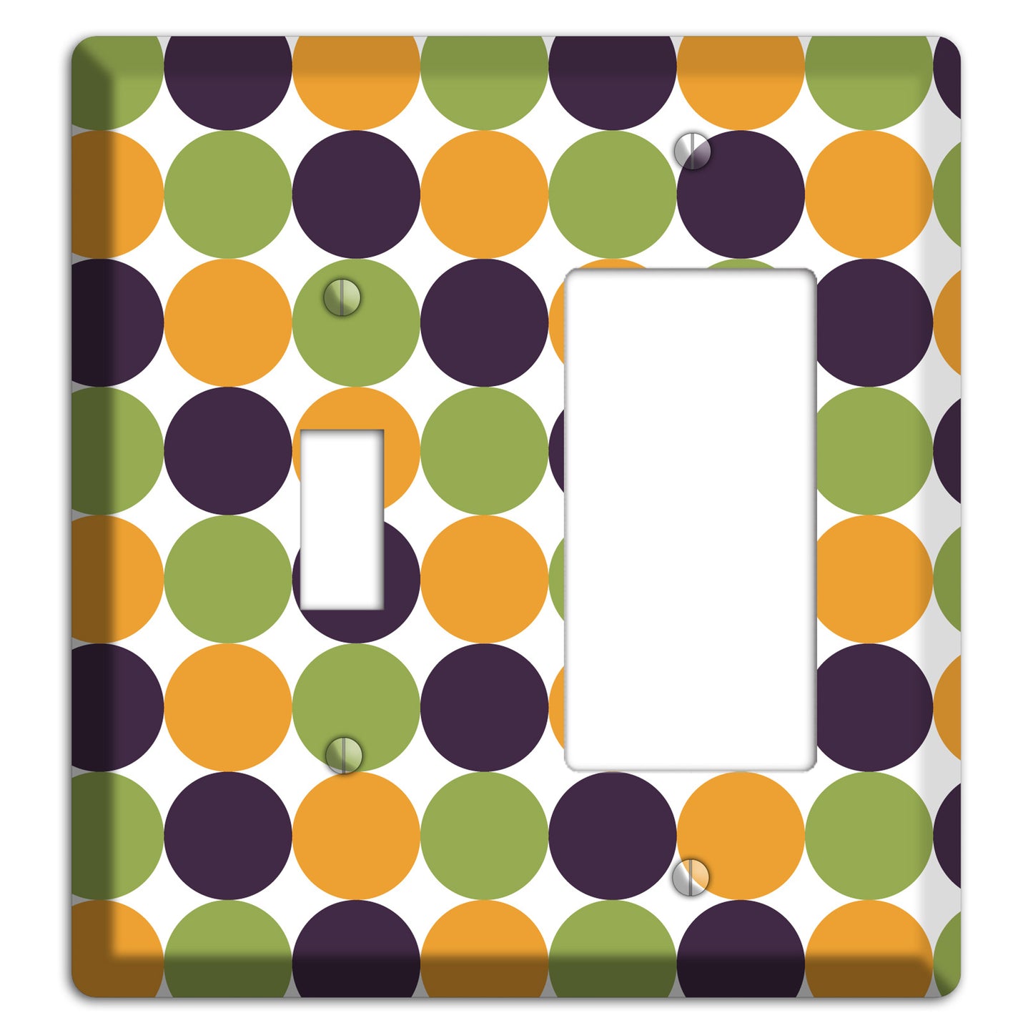 Olive Eggplant Orange Tiled Dots Toggle / Rocker Wallplate