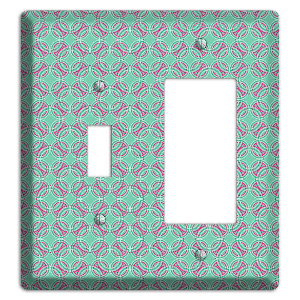 Multi Aqua with Fuschia Concentric Circles Overlay Toggle / Rocker Wallplate