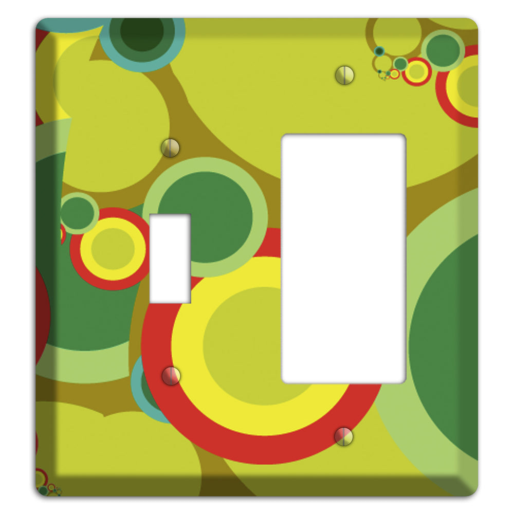Green and Yellow Abstract Circles Toggle / Rocker Wallplate