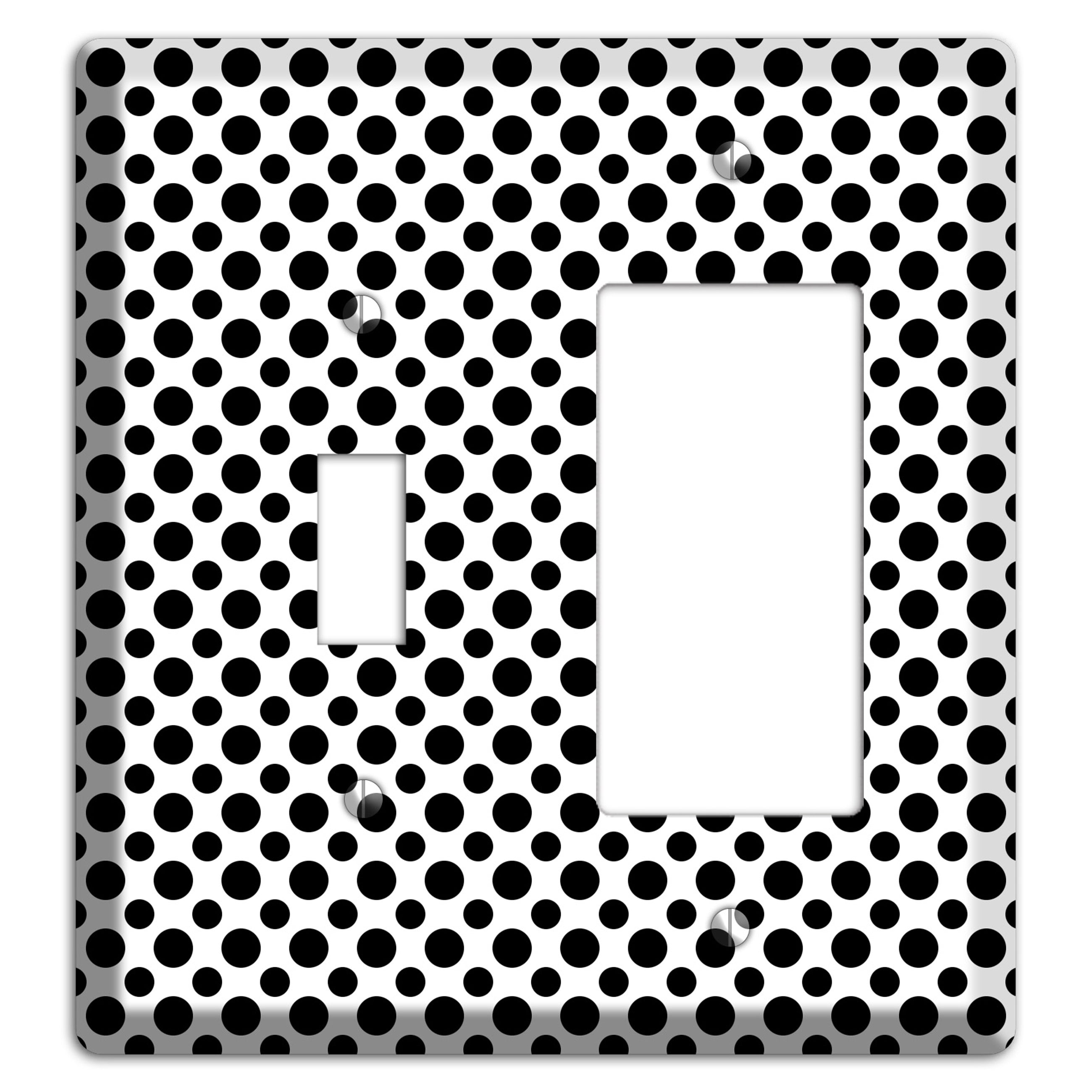 White with Black Multi Small Polka Dots Toggle / Rocker Wallplate