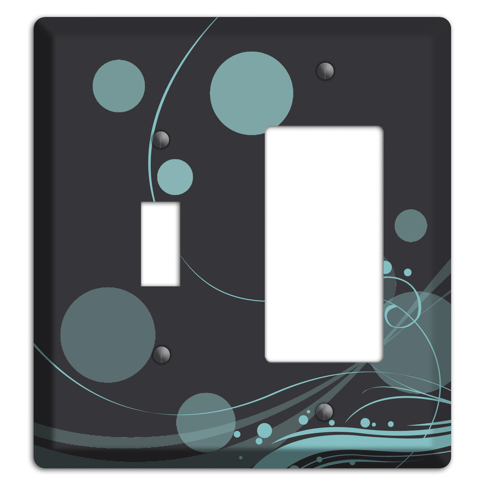 Dark Grey with Blue-grey Dots and Swirls Toggle / Rocker Wallplate