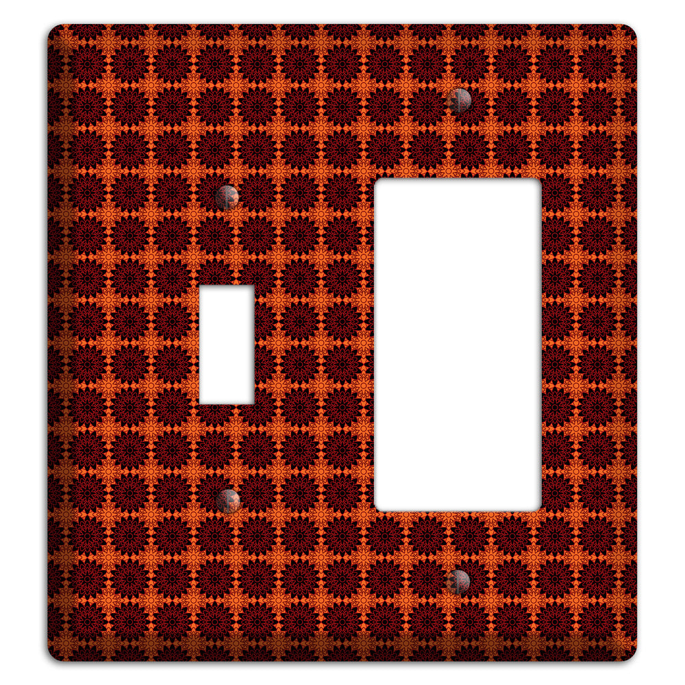 Red with Tiled Maroon Foulard Toggle / Rocker Wallplate