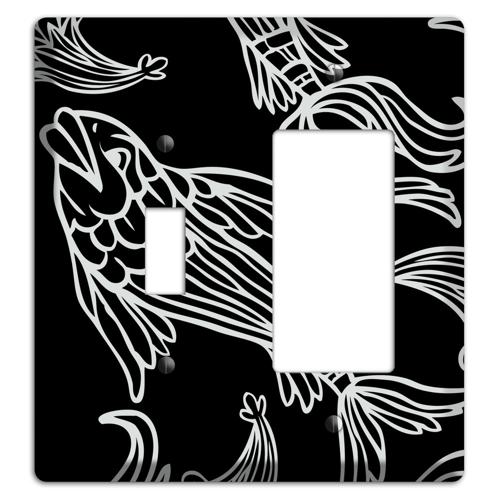 Black and White Koi Toggle / Rocker Wallplate
