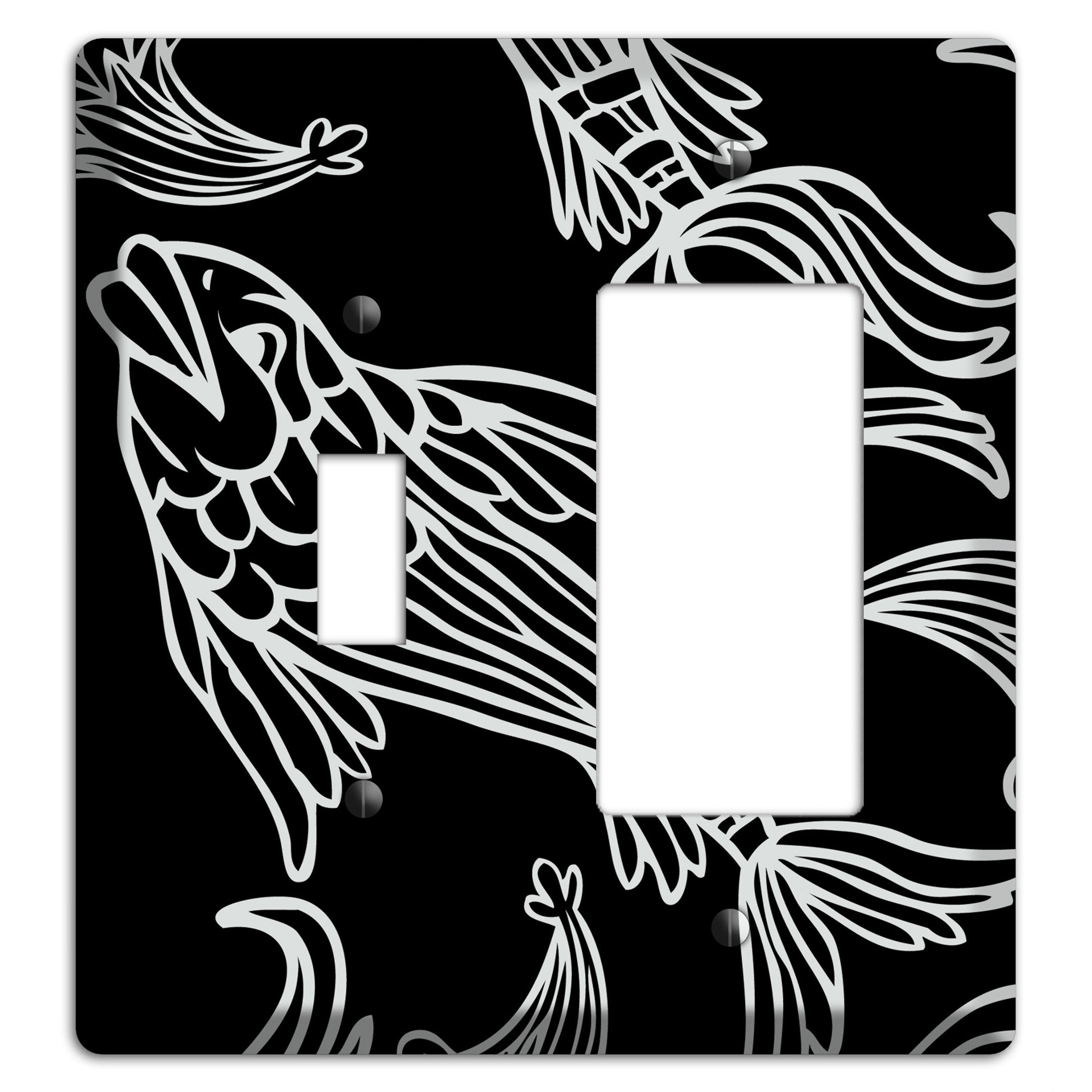 Black and White Koi Toggle / Rocker Wallplate