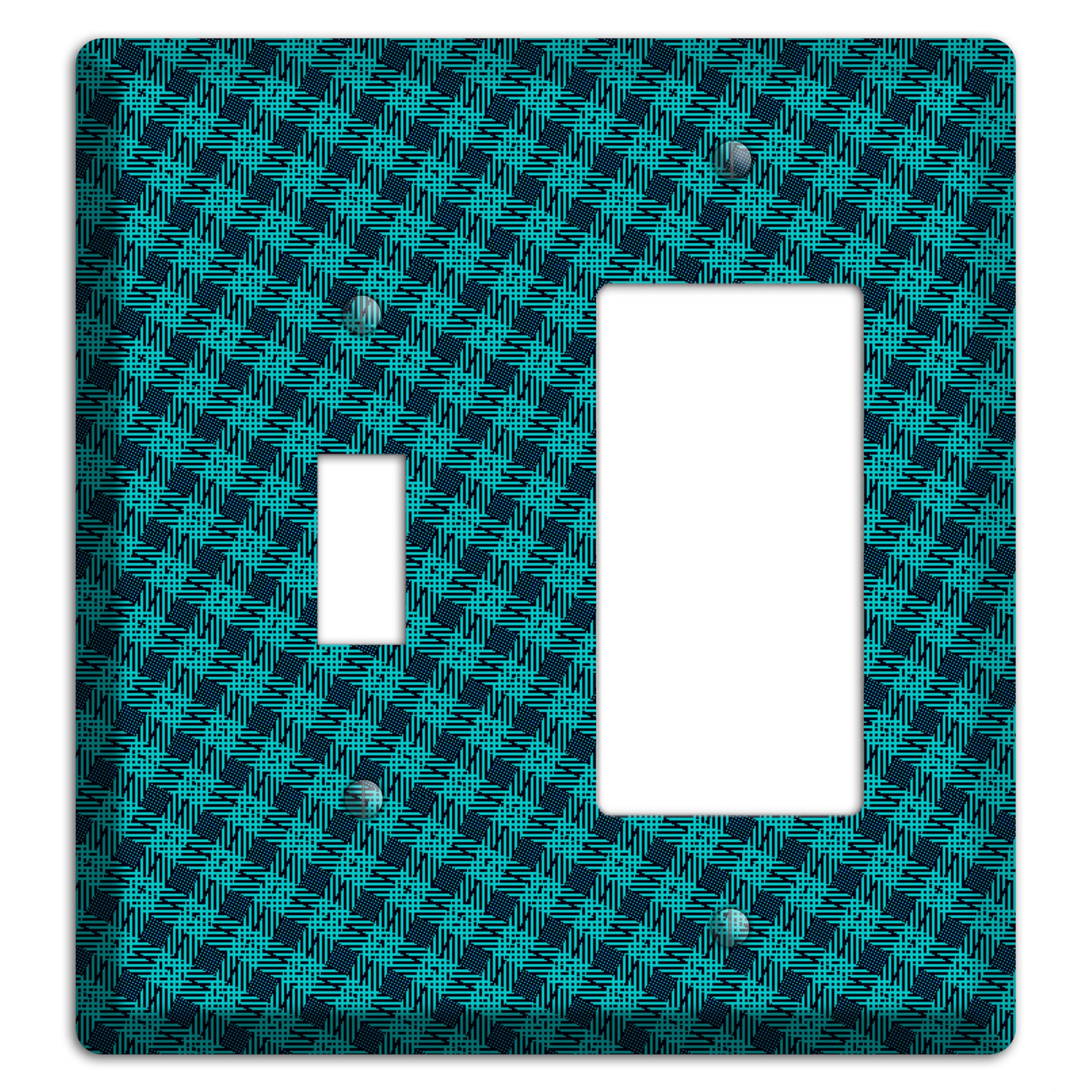 Turquoise Diamond Plaid Toggle / Rocker Wallplate