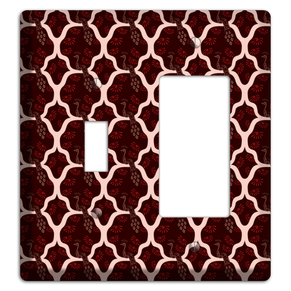 Dark Quatrefoil Peacock Toggle / Rocker Wallplate