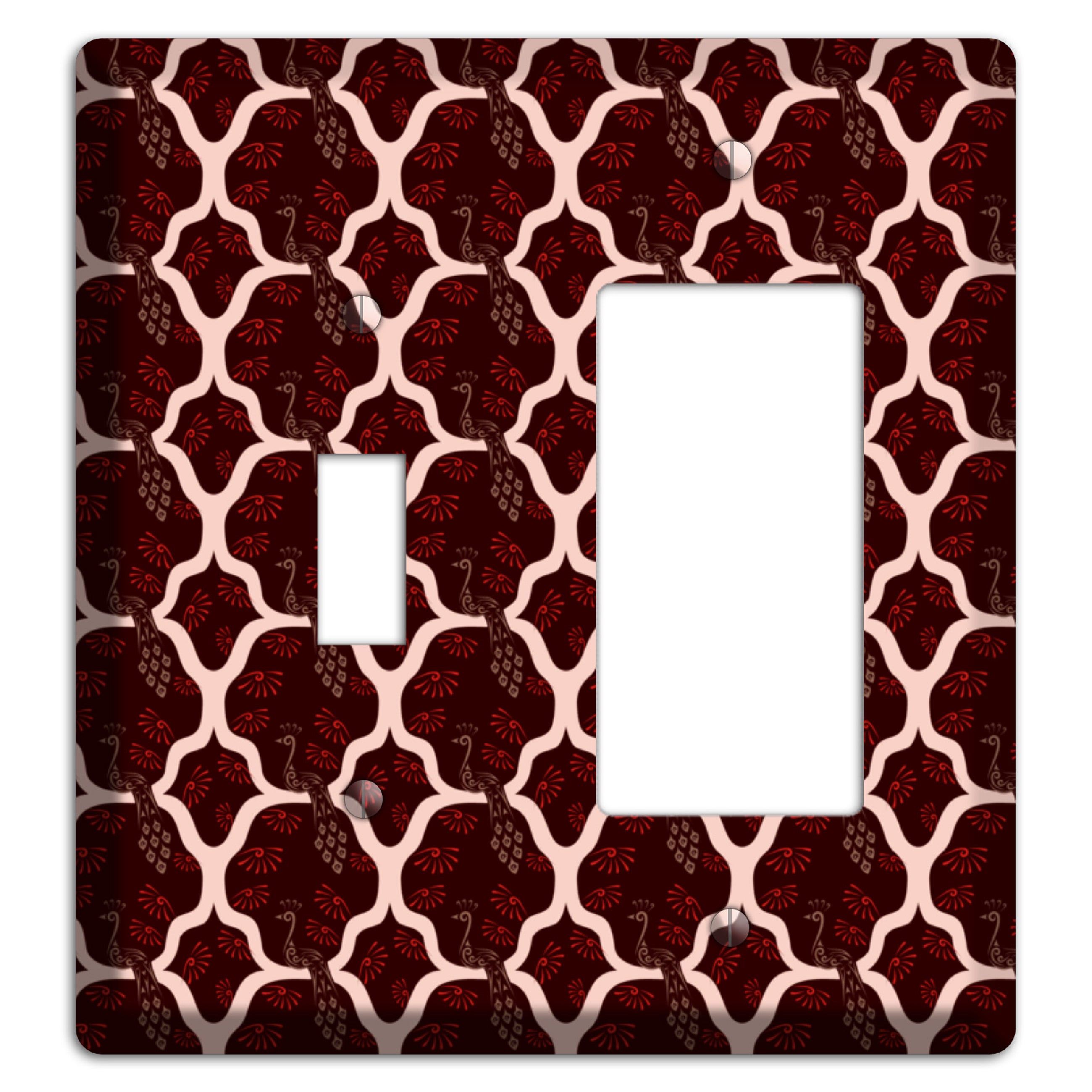 Dark Quatrefoil Peacock Toggle / Rocker Wallplate