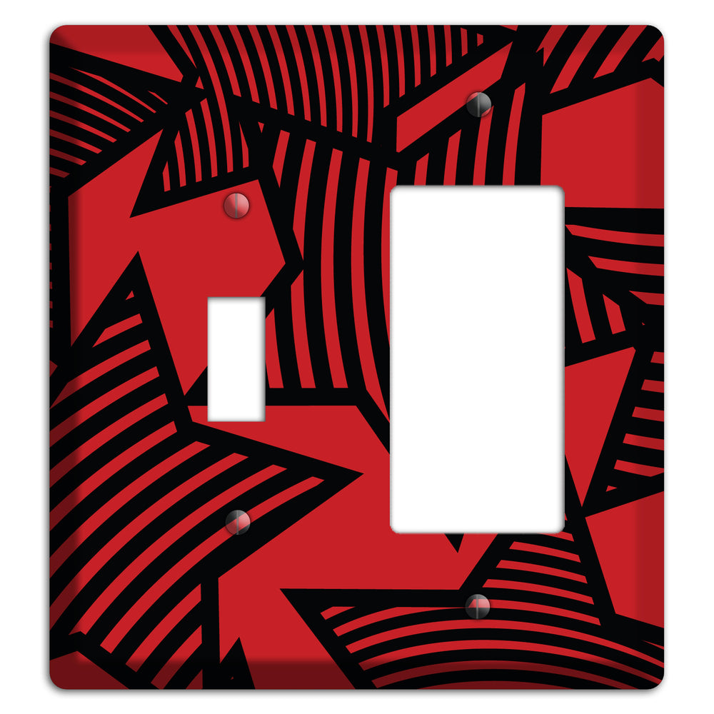 Red with Large Black Stars Toggle / Rocker Wallplate