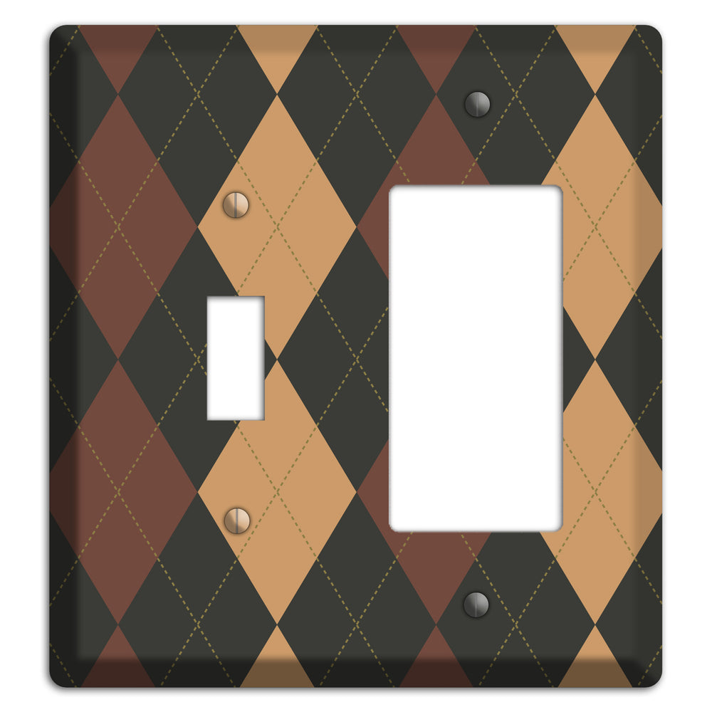 Maroon and Tan Argyle Toggle / Rocker Wallplate