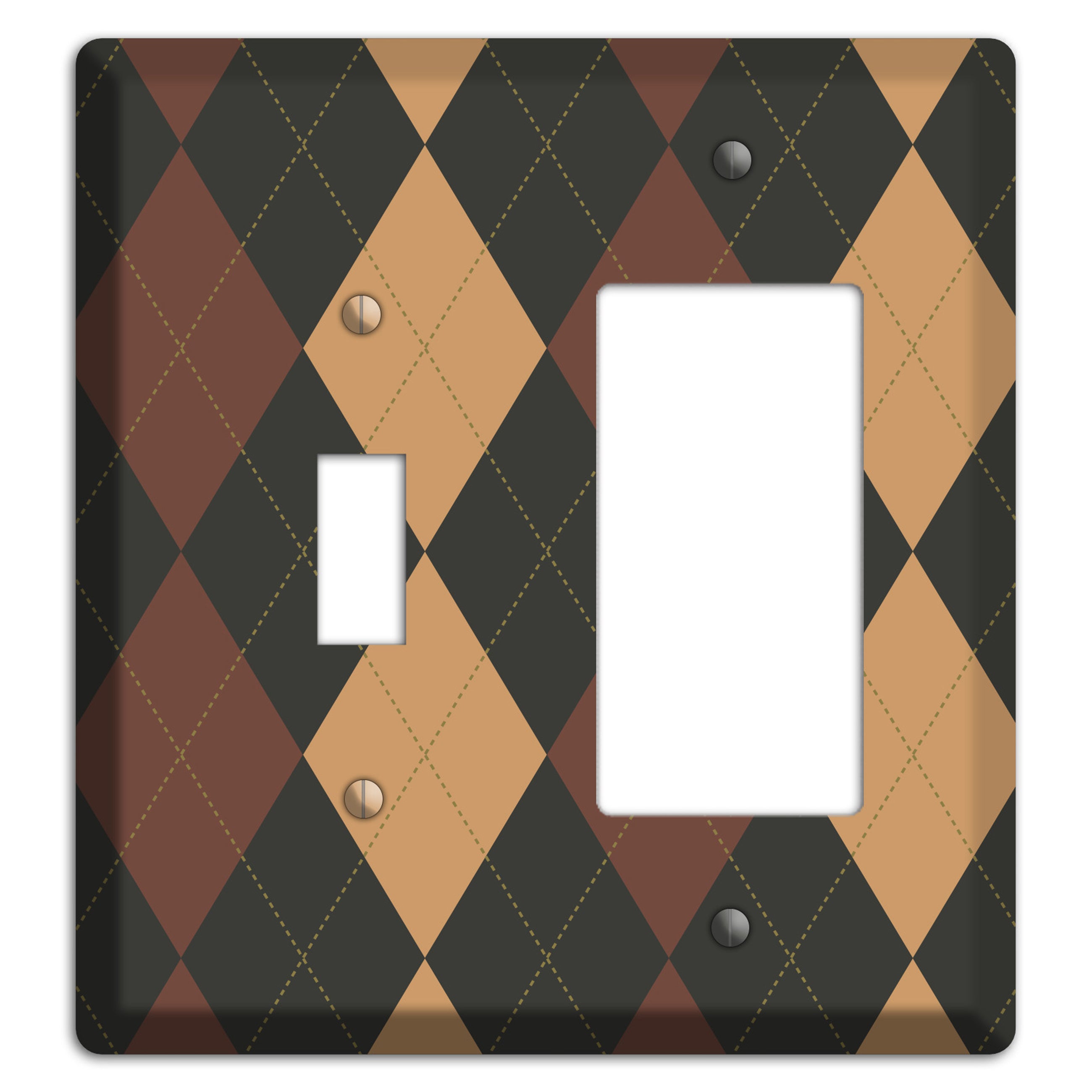Maroon and Tan Argyle Toggle / Rocker Wallplate
