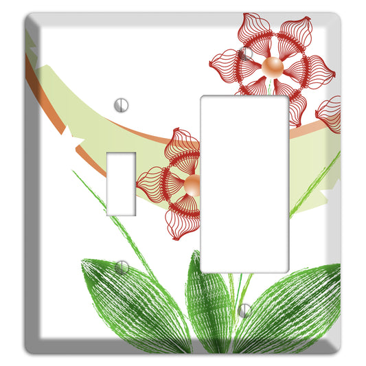 Green Abstract Flowers Toggle / Rocker Wallplate