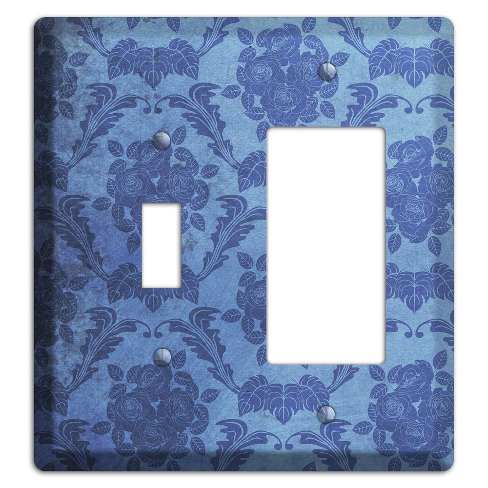 Polo Blue Vintage Rose Damask Toggle / Rocker Wallplate