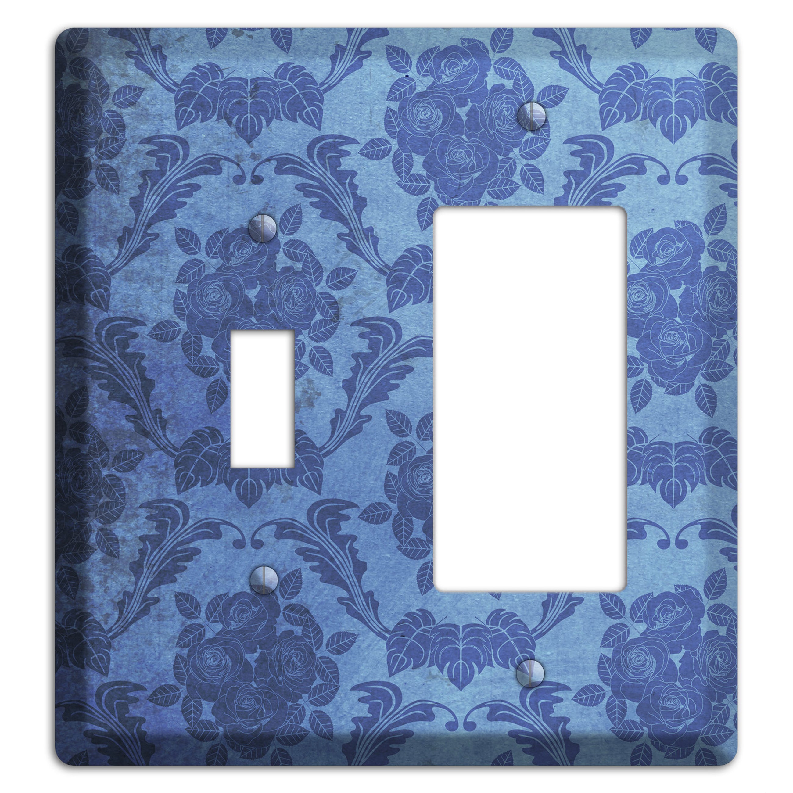Polo Blue Vintage Rose Damask Toggle / Rocker Wallplate
