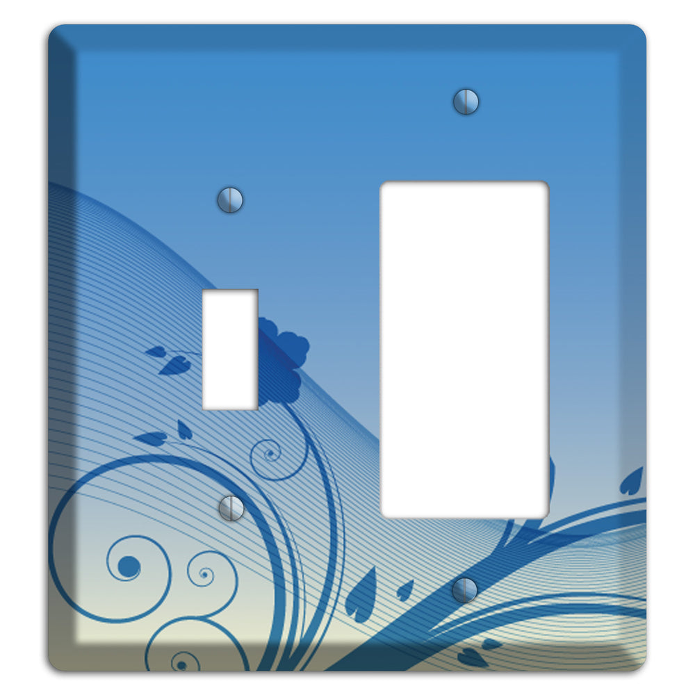 Blue Swirls Toggle / Rocker Wallplate