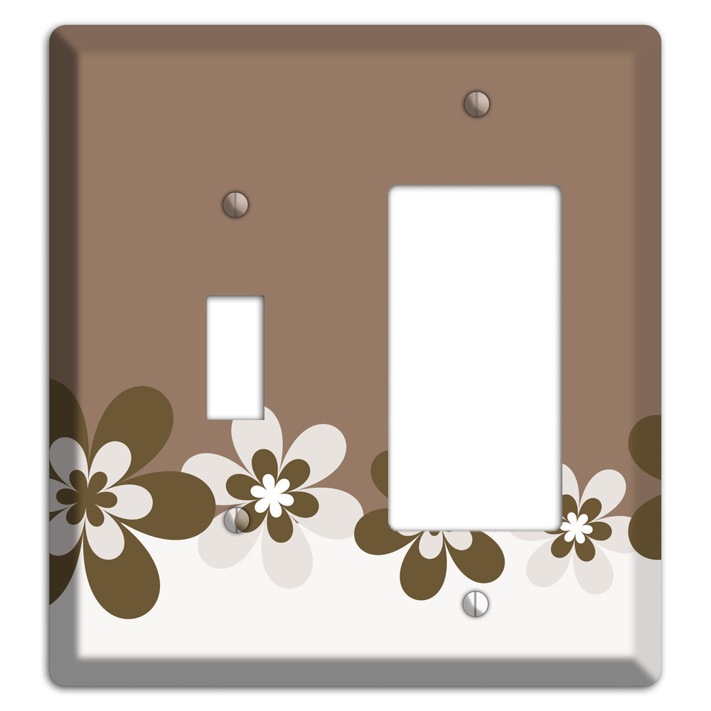 Brown Hippie Flowers Toggle / Rocker Wallplate