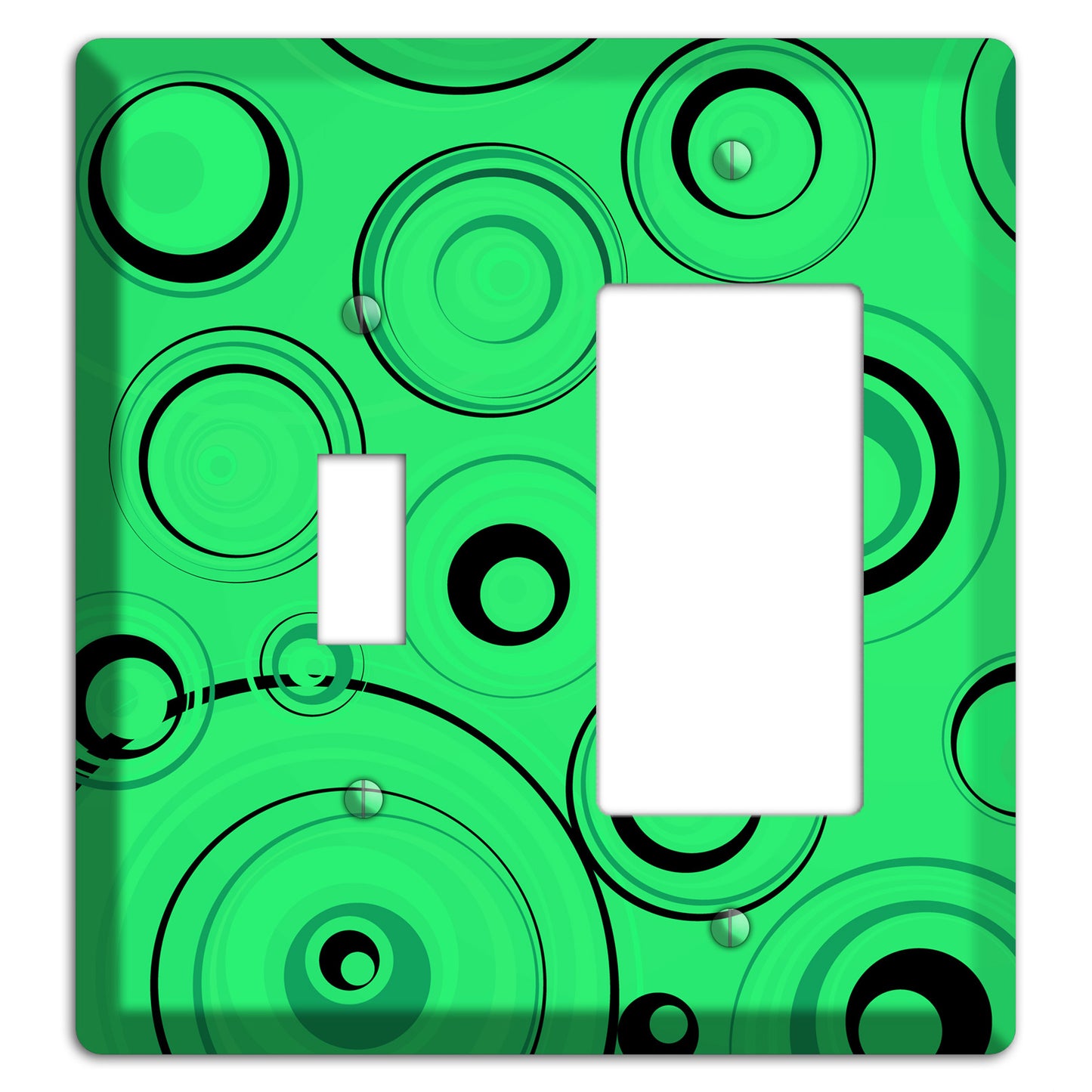 Bright Green Circles Toggle / Rocker Wallplate